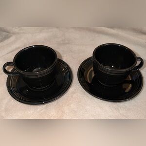 Set of 2 Fiestaware Tea Cups & Saucers in Black